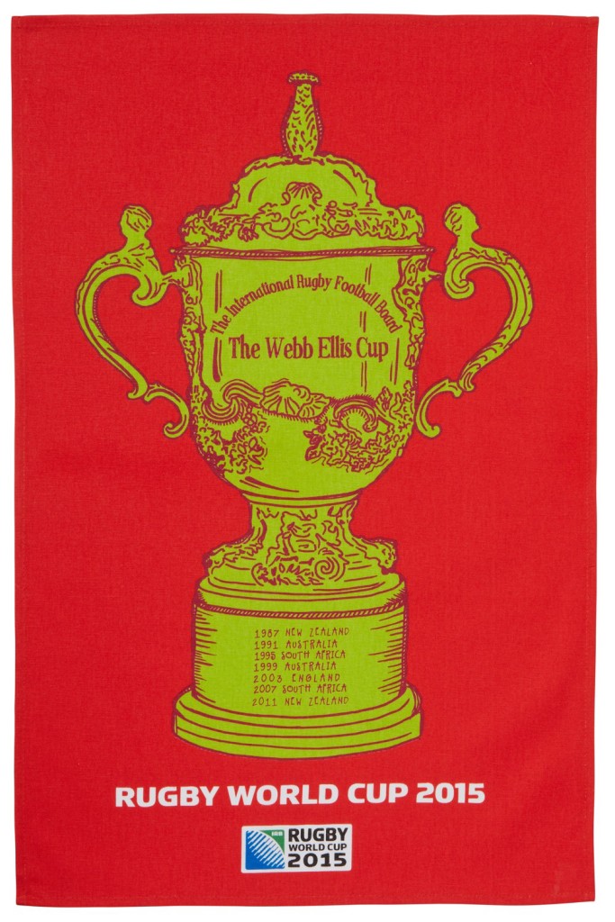 Rugby World Cup tea towel by Webb Ellis from Ulster Weavers