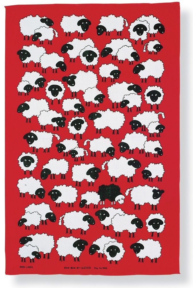 Red sheep tea towel from Ulster Weavers