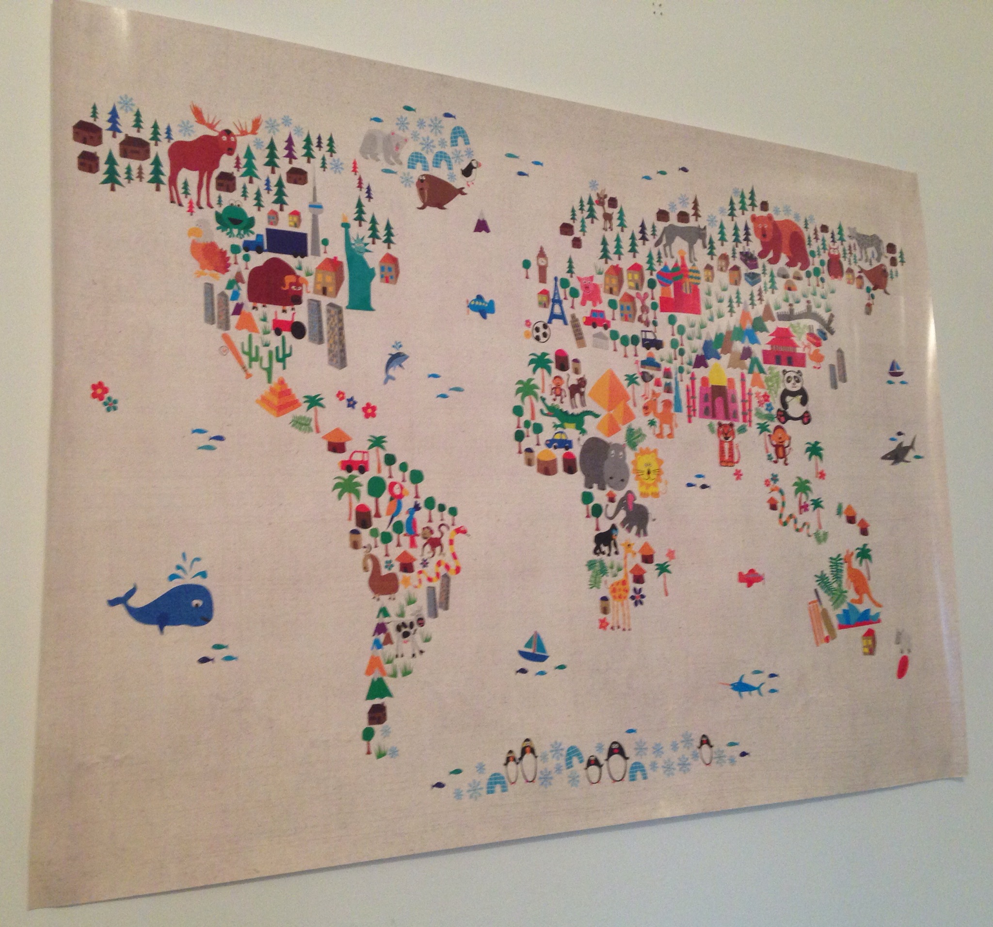 kids animal map of the world