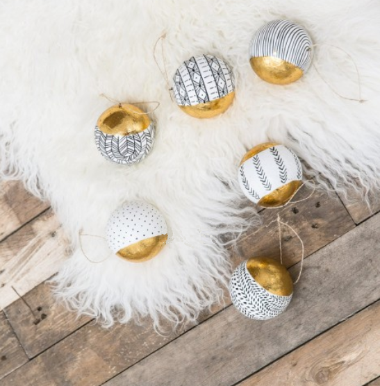 Monochrome and gold baubles