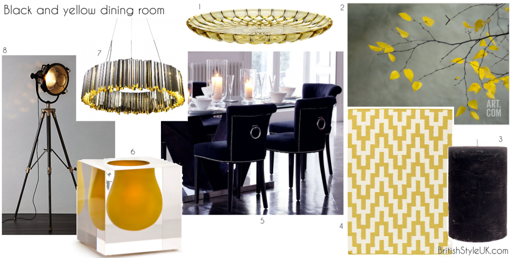 black and yellow dining room ideas