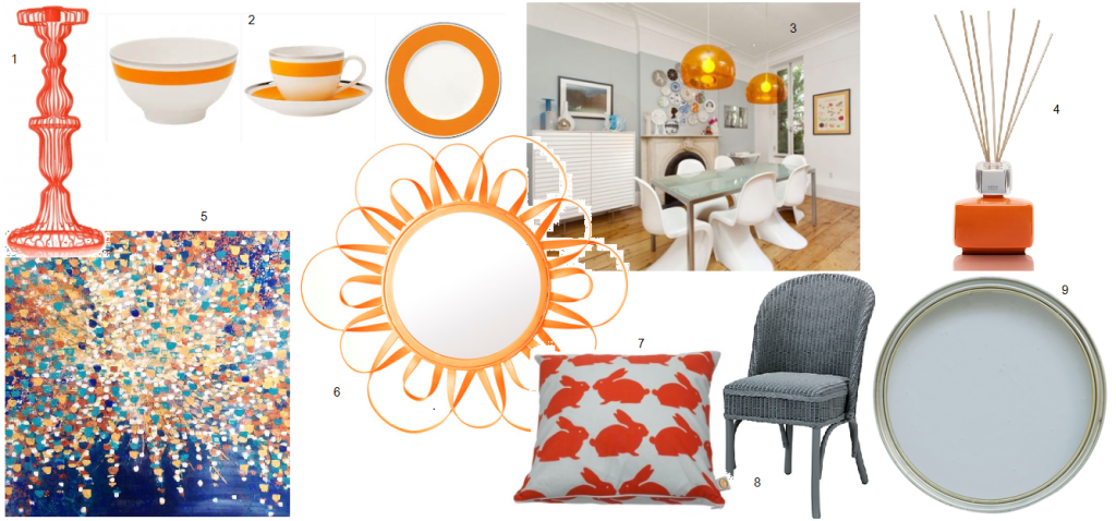 Pale blue and orange dining room ideas