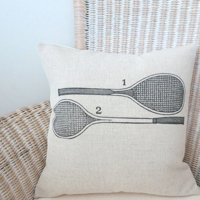 Vintage tennis rackets cushion cover