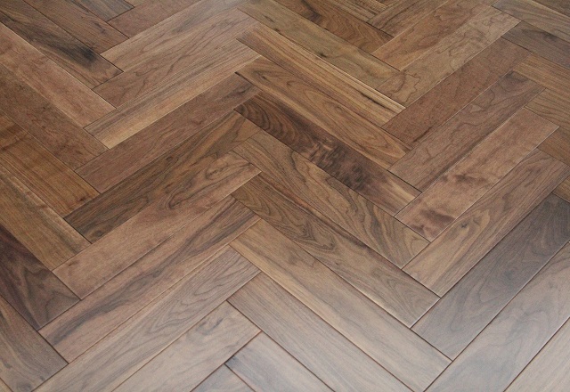 Herringbone walnut flooring