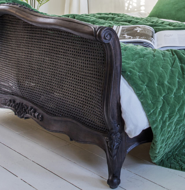 Grey rattan bed French Bedroom Company